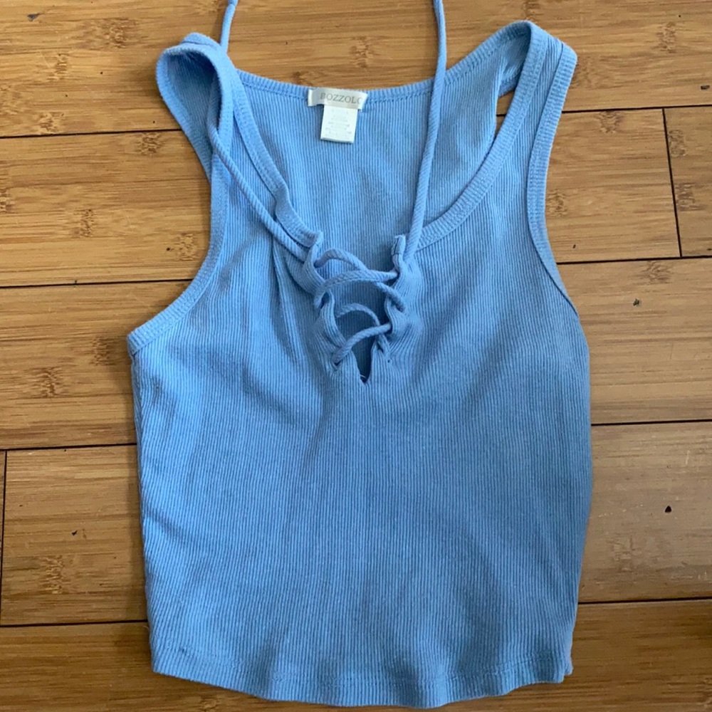 blue cropped tank top from tillys